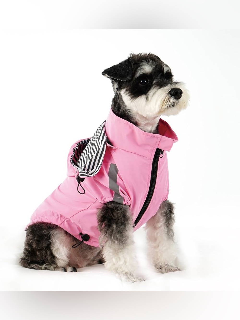 OKpangcho dog raincoat (pink, size M). Features a detachable hood, making it a v